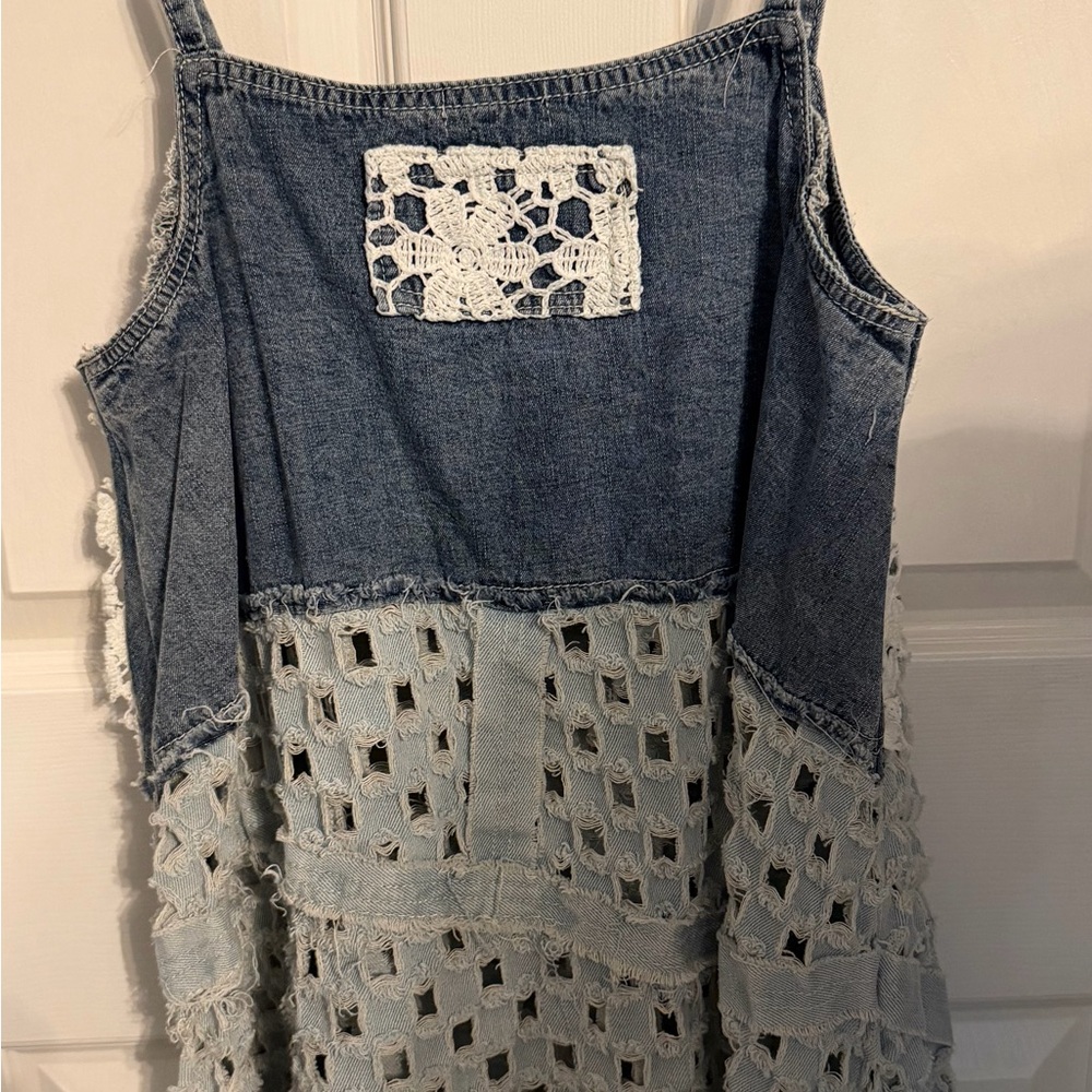 POL Denim tunic/dress boho western adjustable straps, true to size fit, small - Picture 7 of 14
